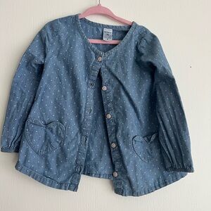 Carter's Denim Blue Kids Jacket with Heart Pockets